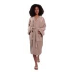 PEIGNOIR BALNEO -COL CHALE TAUPE 100% coton - 400gr/m²